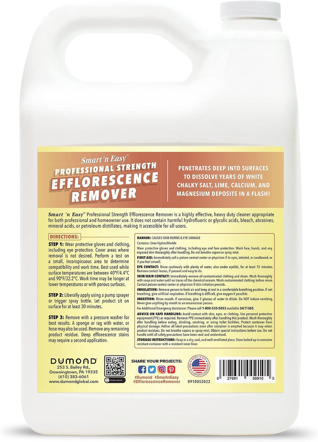 Smart 'n Easy Efflorescence Remover - Heavy Duty Professional Strength Formula - Removes The Toughest Salt, Calcium