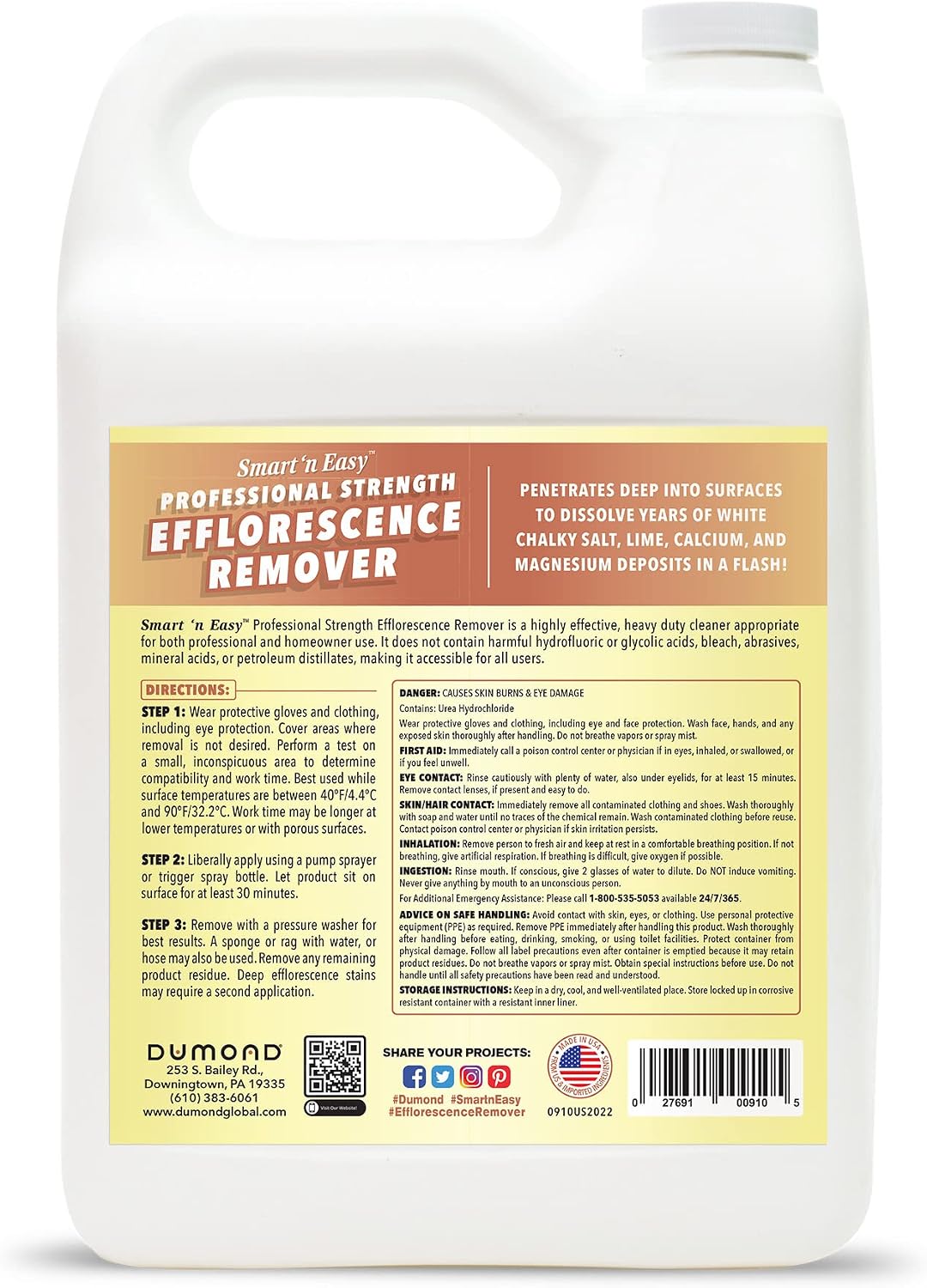 Smart 'n Easy Efflorescence Remover - Heavy Duty Professional Strength Formula - Removes The Toughest Salt, Calcium