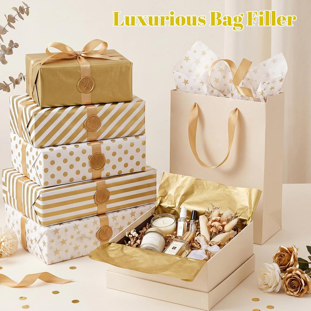 120 Sheets Gold Tissue Paper for Gift Bags 20 x 14 Inch