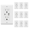 TOPGREENER 4.2A USB Outlet, 15 Amp Wall Outlet with USB Ports, 10 Pack