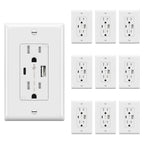 TOPGREENER 4.2A USB Outlet, 15 Amp Wall Outlet with USB Ports, 10 Pack