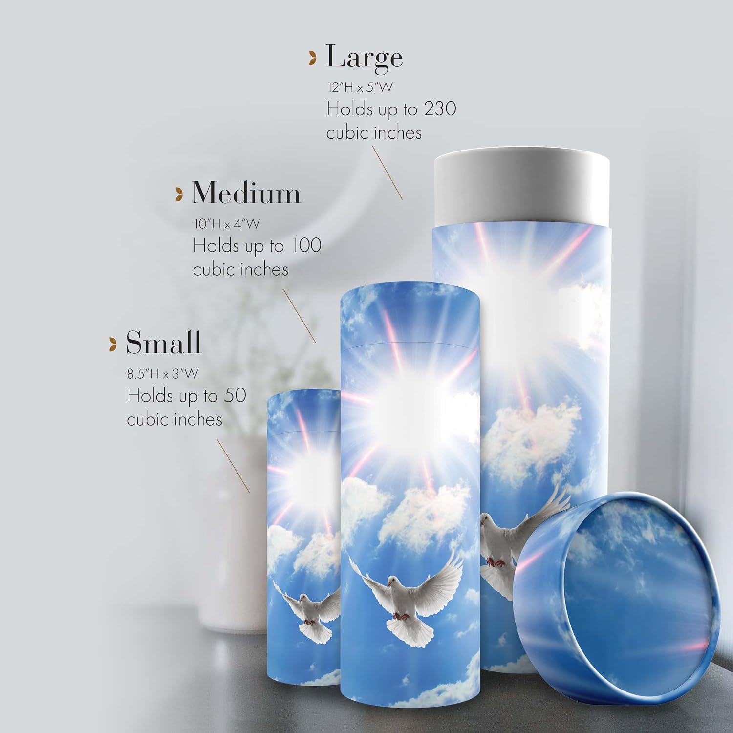 Holy Dove Scattering Tubes for Human Ashes TSA Approved Scattering Urn and Eco-Friendly Biodegradable Urns for Human