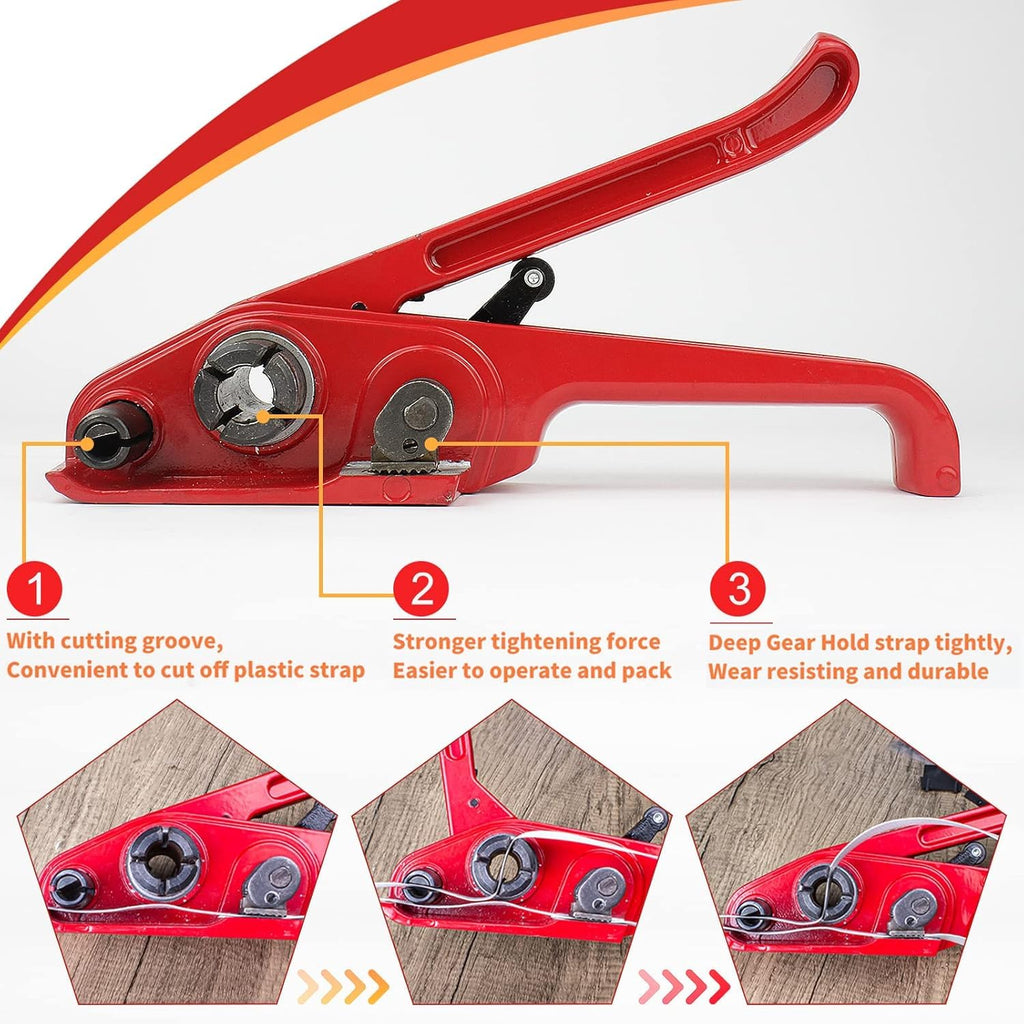 Packaging Banding Strapping Kit, Poly Strapping Tensioner, | 4000" PP Strapping Band,100 Pcs Metal Seals, Sealer