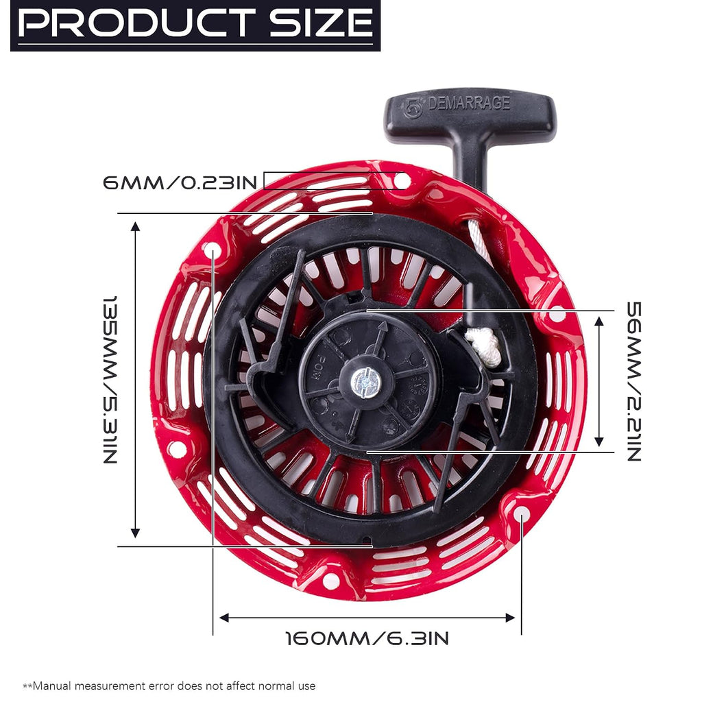 Recoil Starter with Start Cup Fit Honda GX120 GX160 GX200 Pull Starter (Steel Rod Paws) Engine 4/5.5/6.5hp Motor Replace # 28400-ZE1-003ZF 28400-ZH8-013YA
