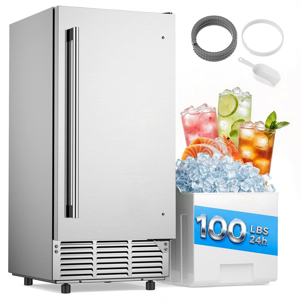 Under Counter Ice Maker Machine, 100 LBS/24H with 35 LBS Storage Bin