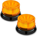 2-Pack Amber Strobe Beacon Light, Rechargeable LED, Magnetic Base | Wireless 3600mAh with suction cup mount.