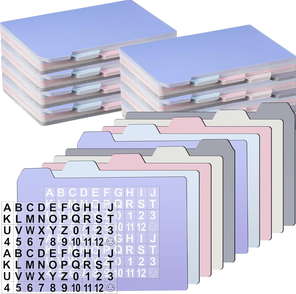 104 Pcs Index Card Guide Set Include 100 Pcs 4 x 6 Inch Index Card Dividers 5 Colors Dry Erase Index Cards 4 Pcs Self