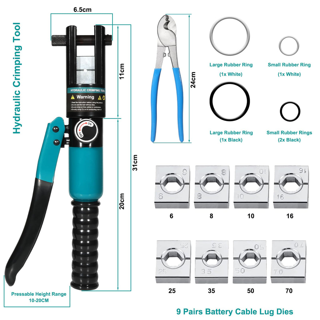 Brileine 10 Tons Hydraulic Crimping Tool and Cable Cutter