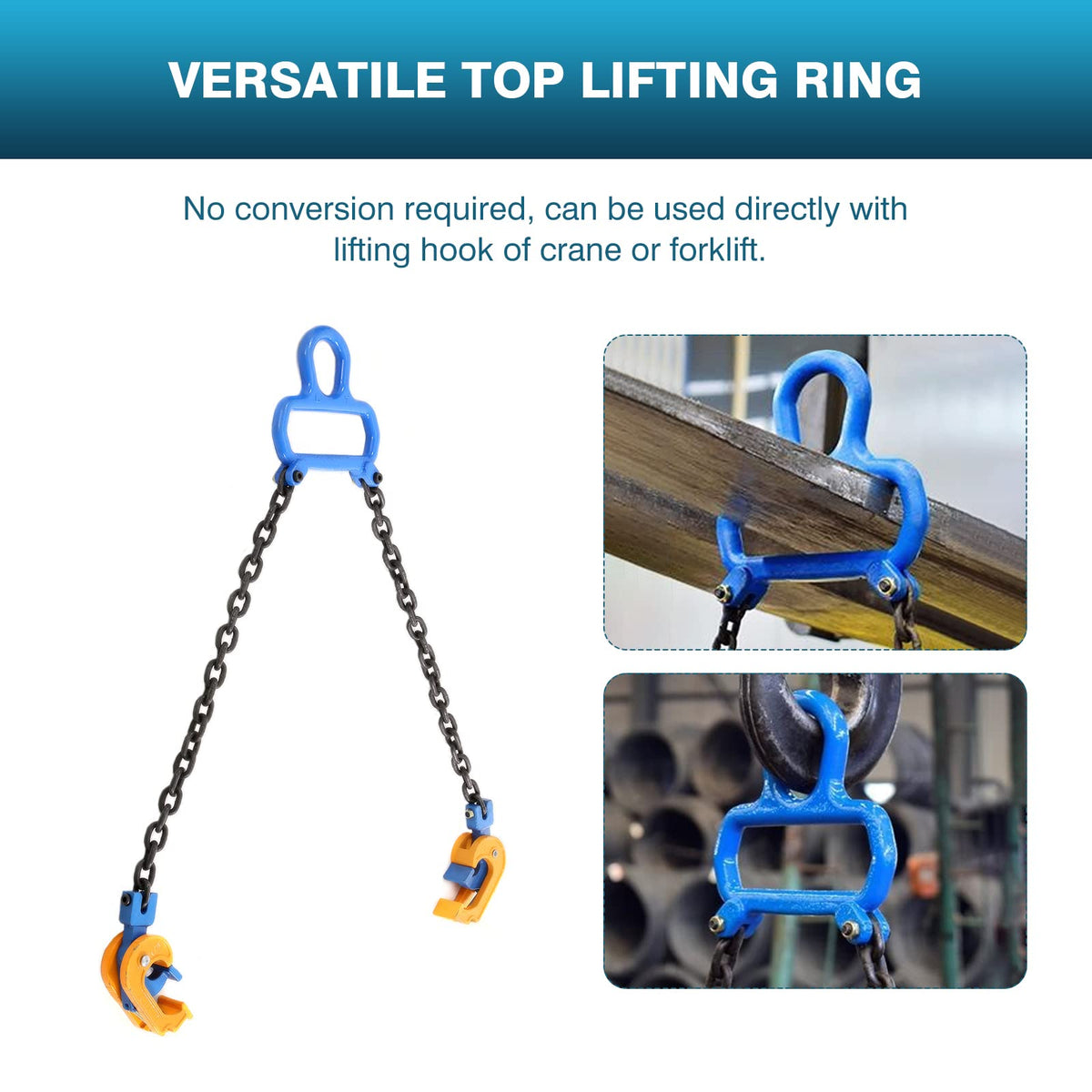 Chain Drum Lifter 1-Ton 2200lbs, 55 Gallon Barrel Lift, 2 Hooks