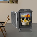 Insulated Food Pan Carrier 95 Qt, Hot Box for Catering with Large Wheels, Front Loading Food Warmer, LLDPE Food Box