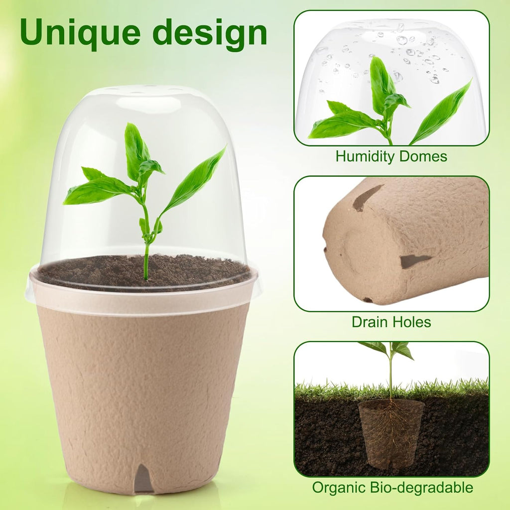 36 Set 3.15 Inch Peat Pots Plant Starters for Seedling with Humidity Dome,Herb Seed Starter Pots Kits, Garden