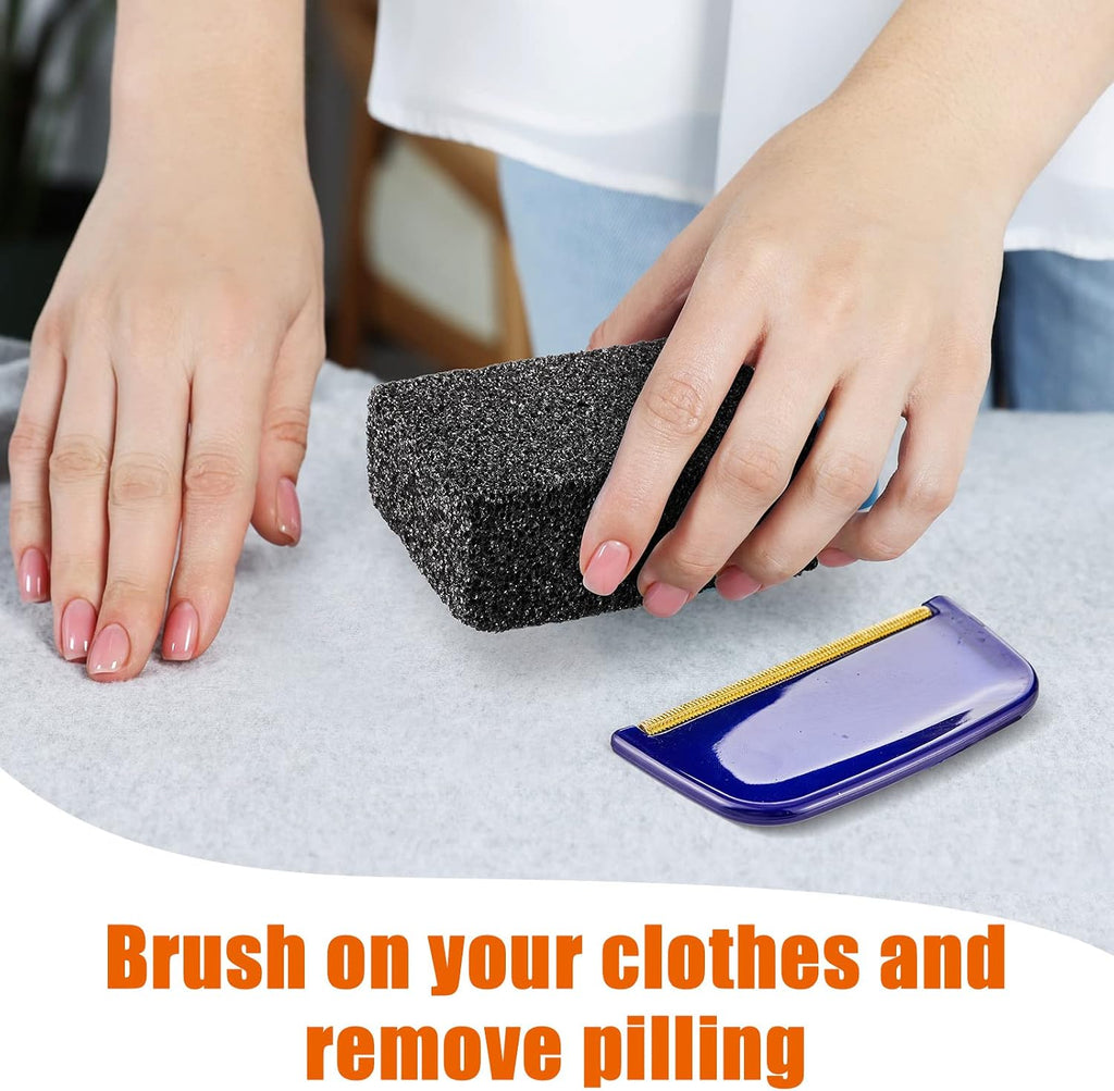 3 Pcs Sweater Pill Remover Defuzzer, Lint Fuzz Stone, Black | Pumice Block Removes Pilling from Knitwear Wool