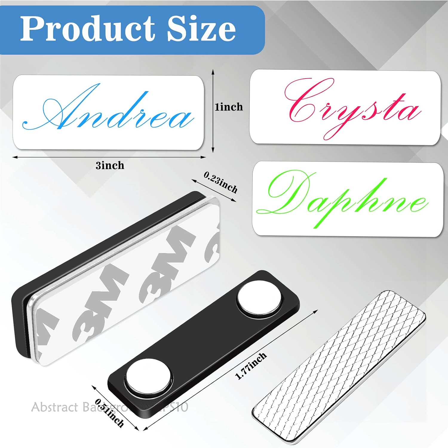 Magnetic Name Tags, 10-Pack Engravable Name Badge with Magnetic Backing, Reusable Name Tags(1" X 3")