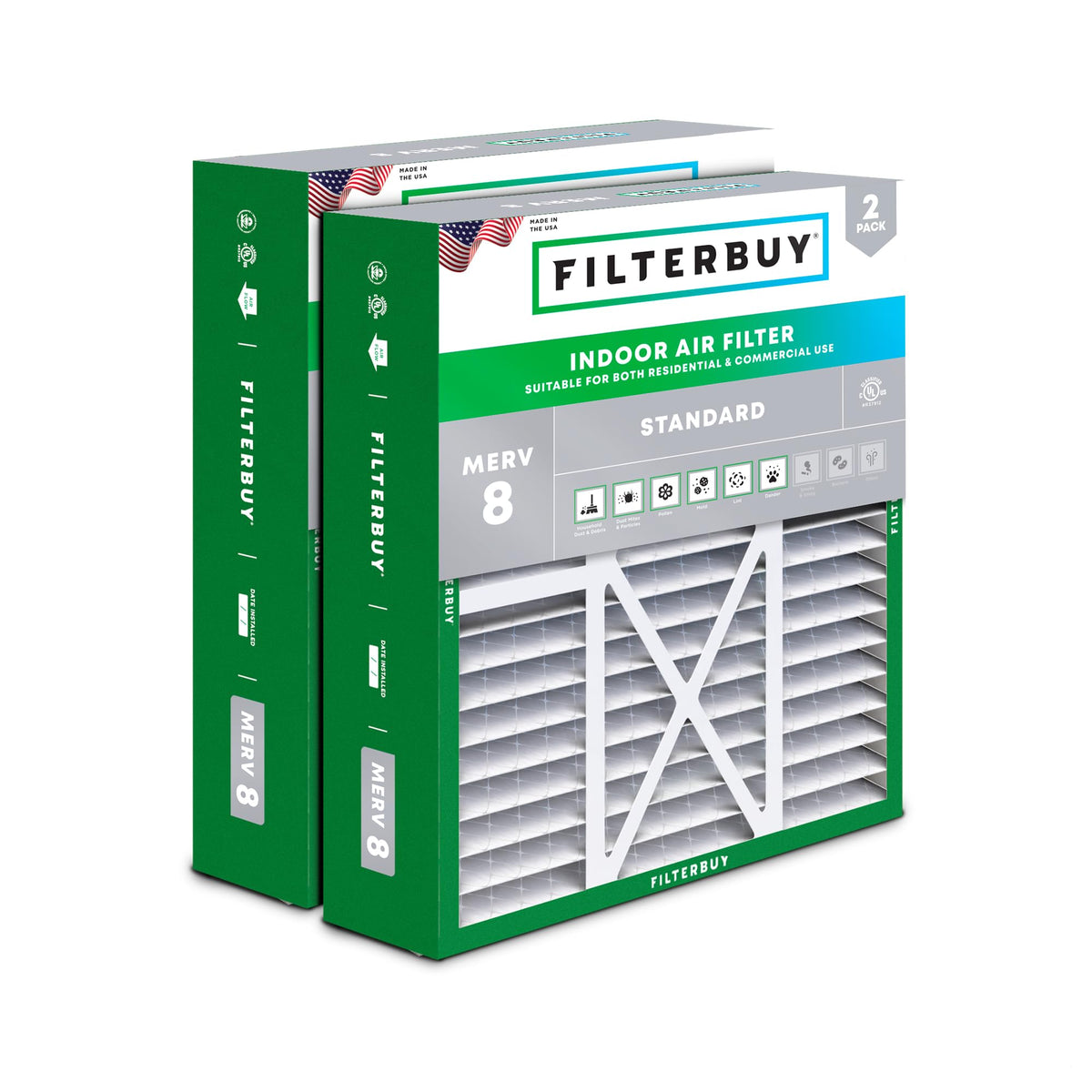 20x22x5 Air Filter MERV 8 Dust & Allergy Defense (2-Pack)