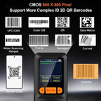 Mini Barcode Scanner, 2D QR 1D Bluetooth Wireless Bar Code Reader | LCD Screen Display & Setting Keypad & AI Voice