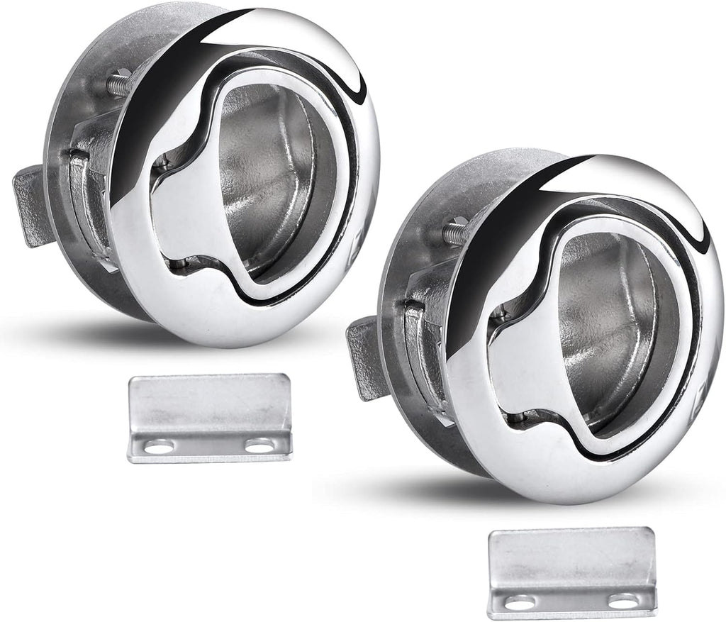 2Pcs Durable Flush Boat Hatch Stainless Steel Flush Pull Latch Lift Ring Handle Marine Locker