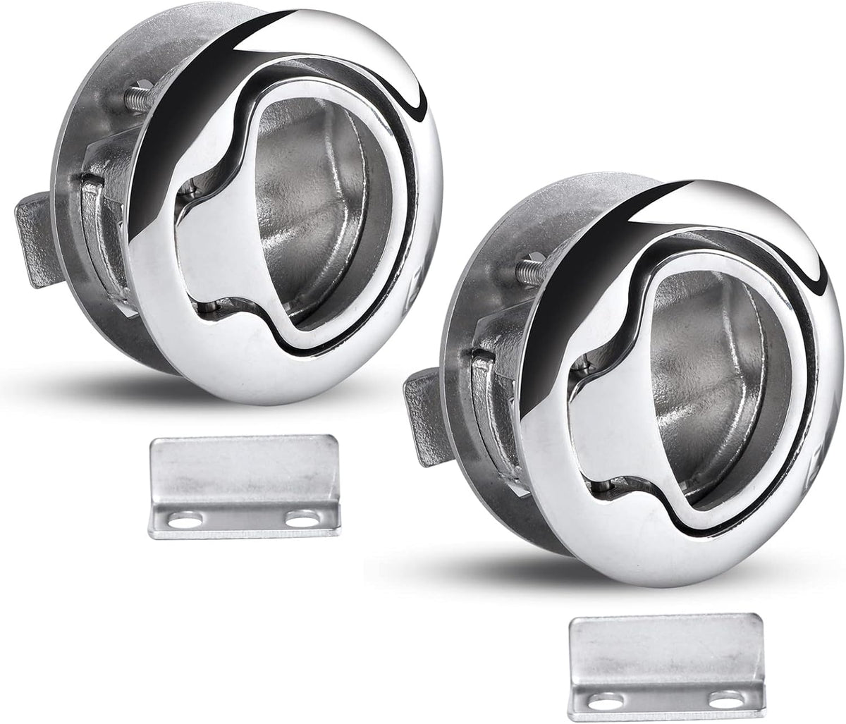 2Pcs Durable Flush Boat Hatch Stainless Steel Flush Pull Latch Lift Ring Handle Marine Locker