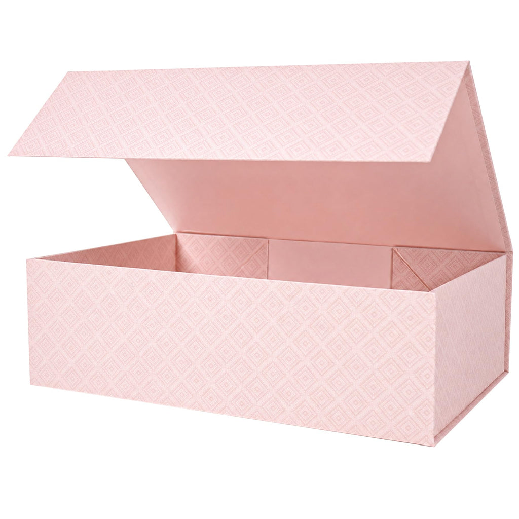 Pink Geometry Pattern Gift Boxes with Magnetic Lids 13.8x9x4.3inch,Large Bridesmaid Proposal Boxes, Rectangle