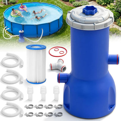 Pool Pump and Filter Above Ground, 1000 Gallon Swimming Filter Cartridge Pumps, Electric Filters Pump for Pools Sand