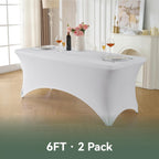 Classic Series 140GSM Spandex Tablecloth 2Pcs, 6ft, White