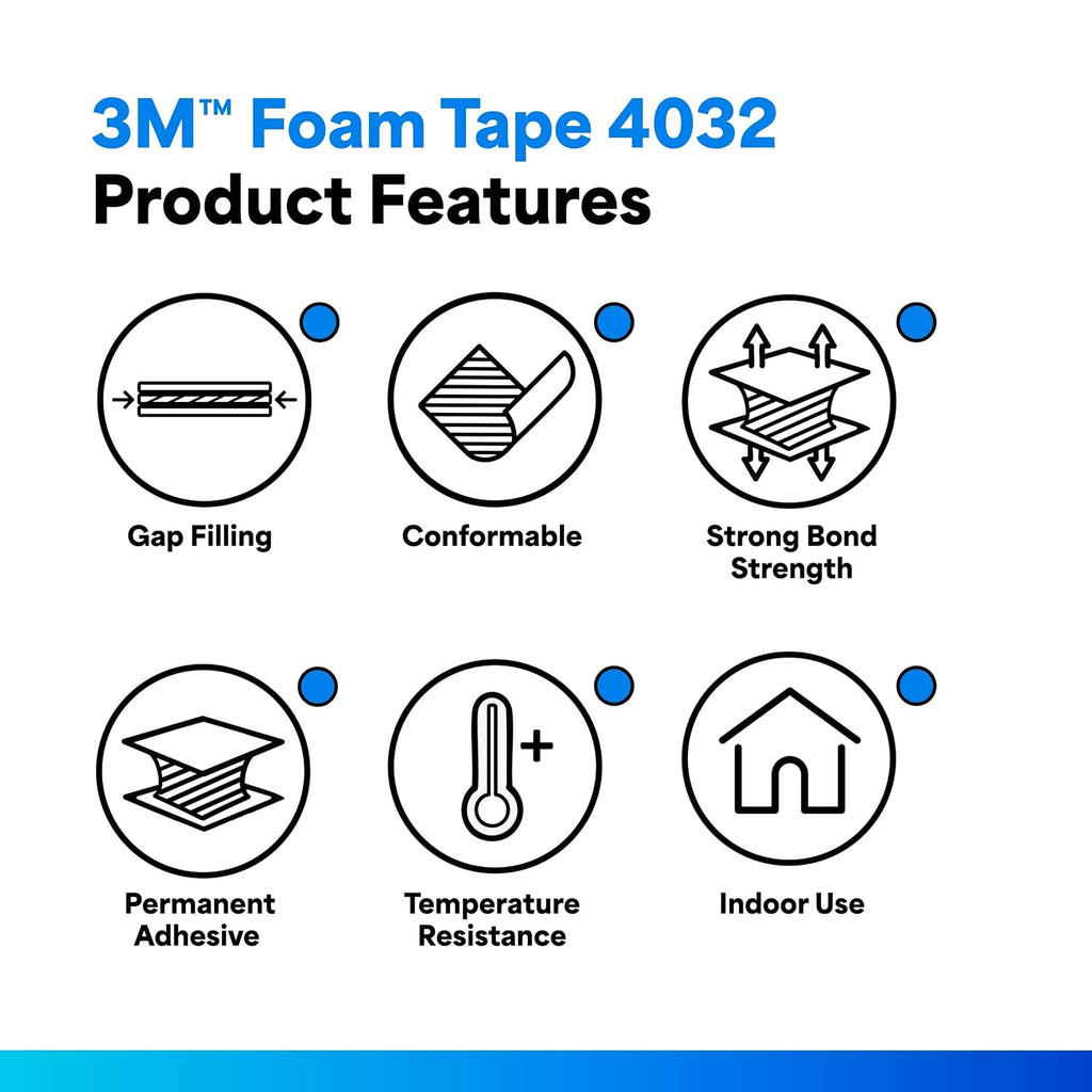 3M 4032 Natural Polyurethane Double Coated Foam Tape, 6" width x 5yd length (1 roll)