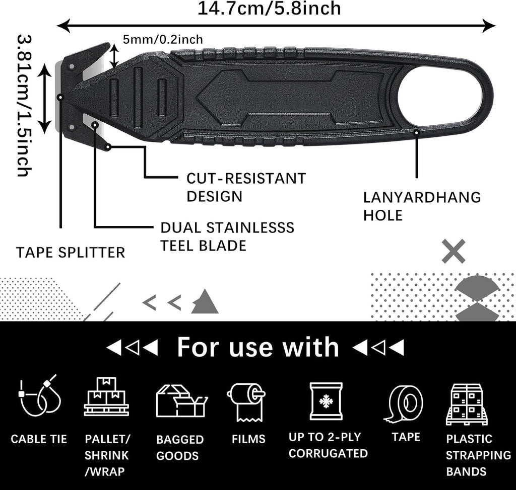 30 Pcs Safety Box Cutter with Concealed Blade Opener, Black