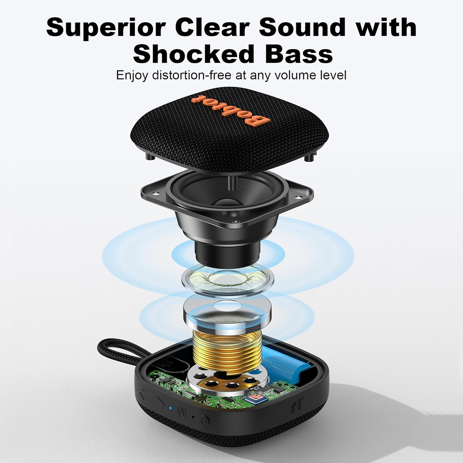 Portable Bluetooth Speakers, Wireless IPX7 Waterproof Mini Speaker with 16H Playtime, Loud Stereo Sound, TWS
