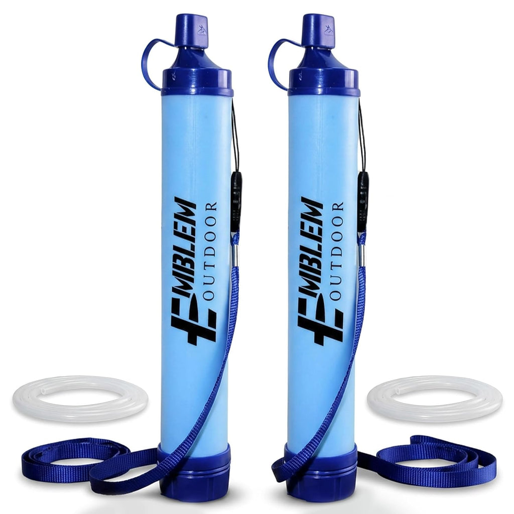 Portable Water Filter Straw, 2 Water Straws to Purify Water When Camping, Hiking, Emergency & Disaster – 0.1 Micron