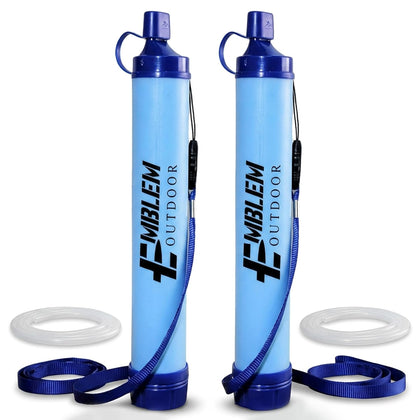 Portable Water Filter Straw, 2 Water Straws to Purify Water When Camping, Hiking, Emergency & Disaster – 0.1 Micron