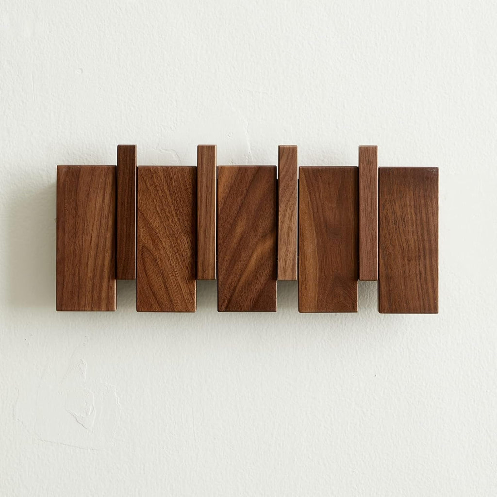 Wooden Coat Hooks Wall Mounted, Coat Rack Hanger Wall Mount with 4 Hooks, Heavy Duty Coat Hooks for Hanging