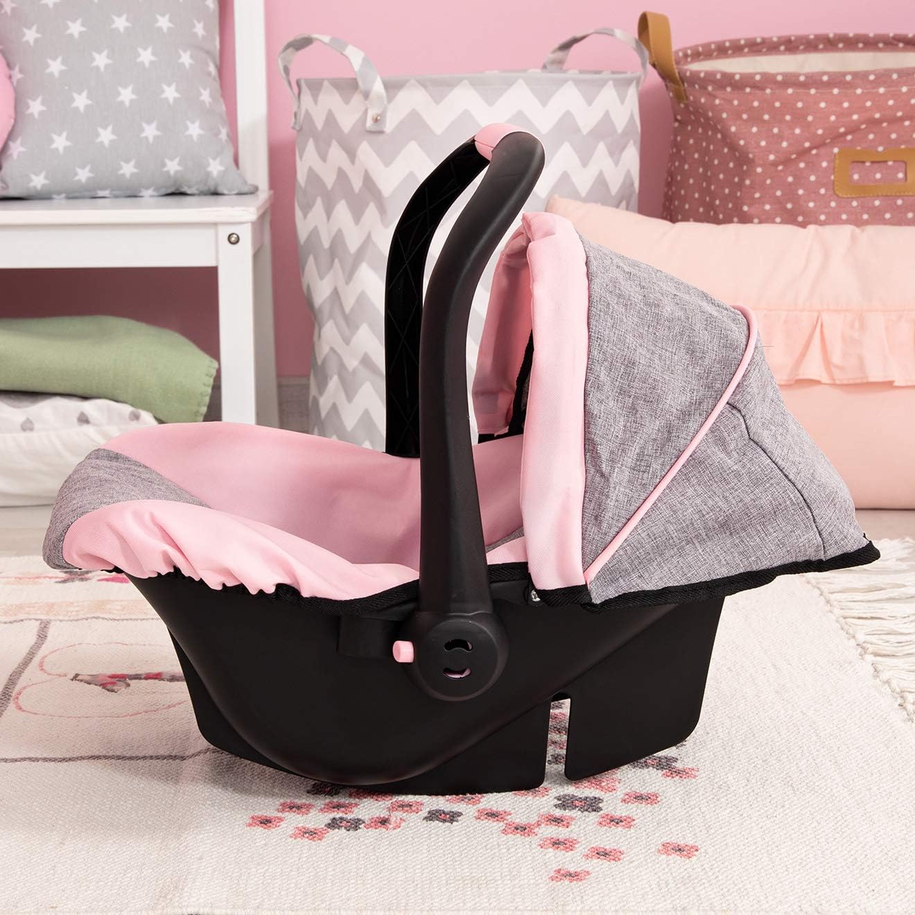 Design 67933AA Toy, Car Seat Easy Go for Neo Vario Pram with Cover, Doll Accessories, Pink, Grey with