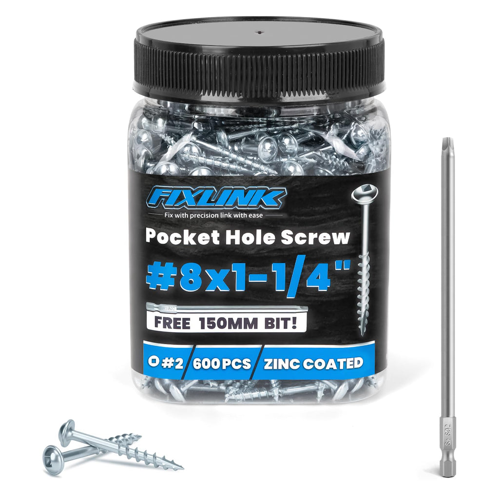 Pocket Hole Screws #8 x 1-1/4 Inch, 600PCS, Interior Pocket Screws