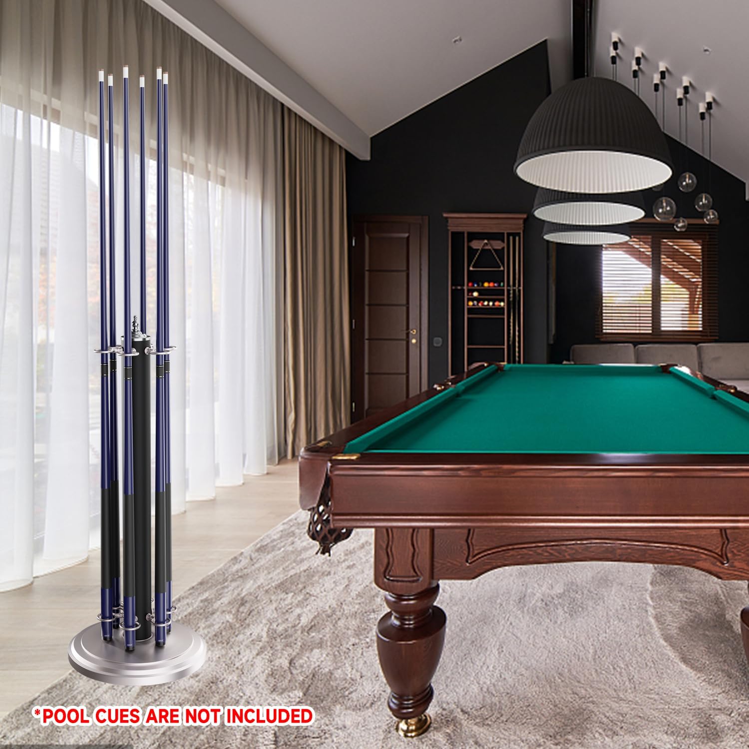 GSE Stand-Style Metal Billiard Pool Cue Rack, Holds 6 Pool Cue Sticks | Several Colors Available, Floor Stand