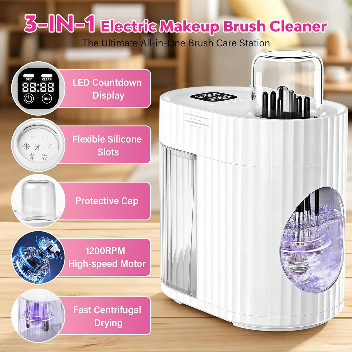 Electric Makeup Brush Cleaner Machine Automatic Deep Cleaning (Air Clean)