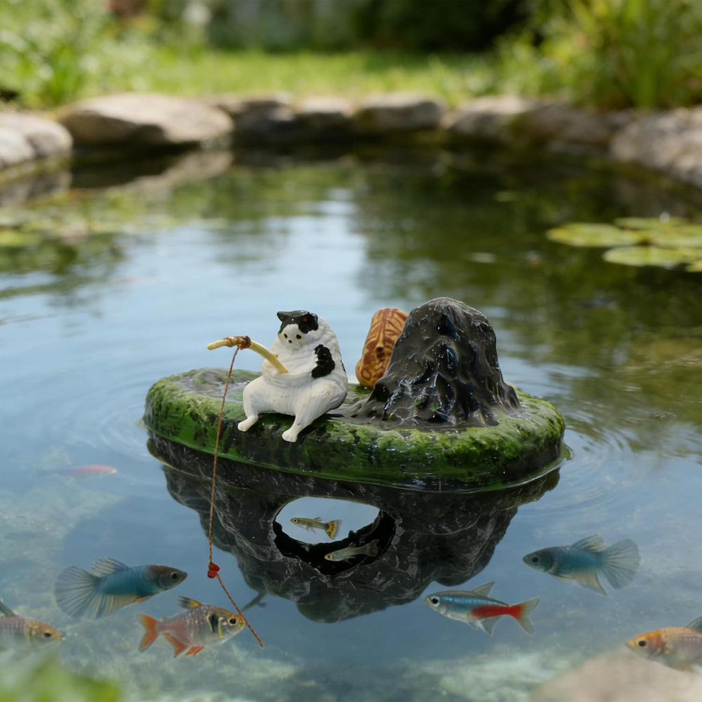 Aquarium Floating Island, Aquarium Decor, Cat Fishing Fun Fish Tank Decorations, Aquarium Cave Fish Hideout for Betta