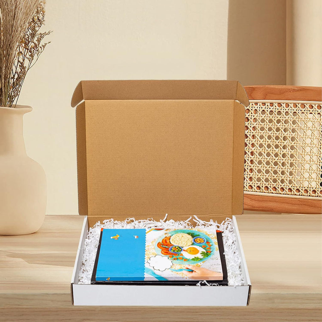 13x10x2 Inches Shipping Boxes 25 Pack Corrugated Cardboard White Box