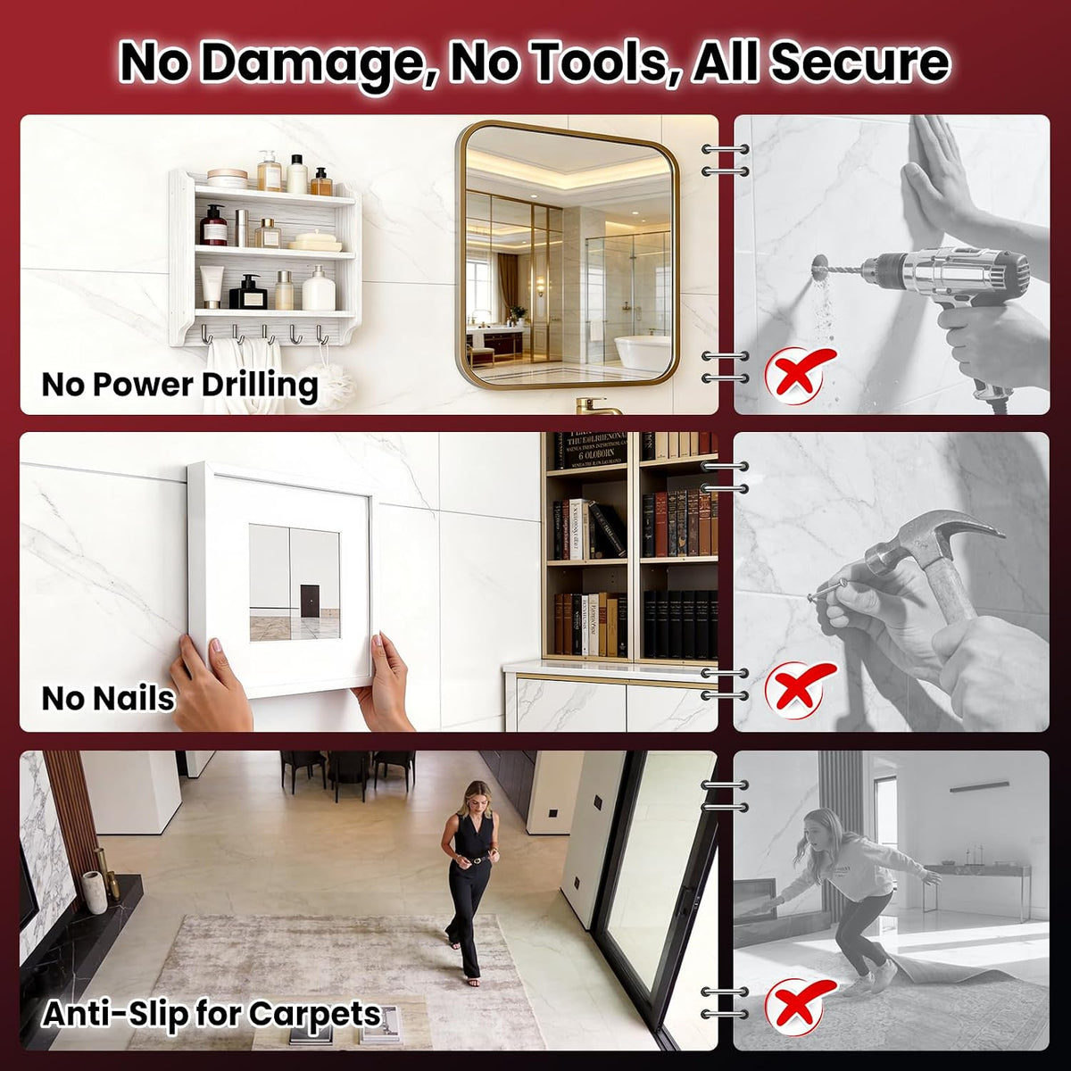 100 Feet Double Sided Tape Heavy Duty, Nano Reusable, Removable, Washable Double Stick Tape for Wall, Clear