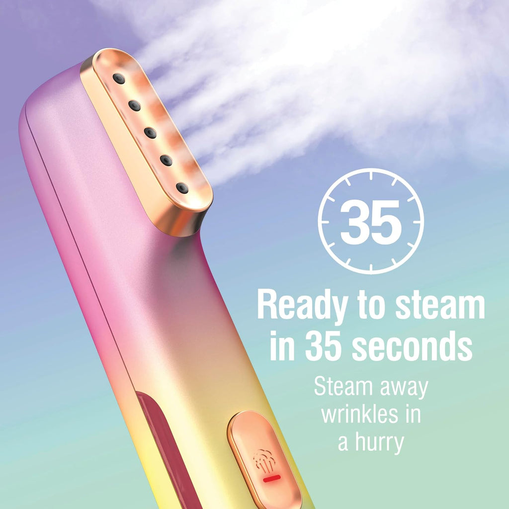 VIBES Compact Garment Steamer for Clothes, 800 Watts, Pink | Portable Handheld Travel Steamer, 35-Second Heat-Up