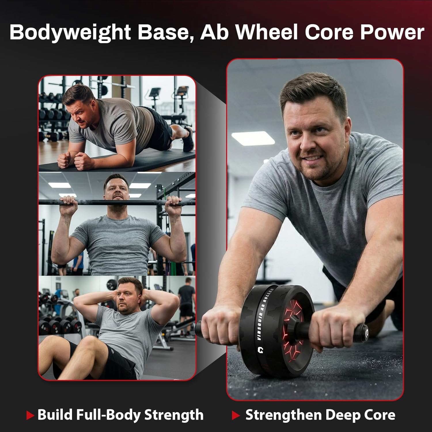 Ab Roller Wheel, Abs & Core Workout Equipment for Home Gym with Knee Pad Accessories, Abdominal Wheel for Full-body