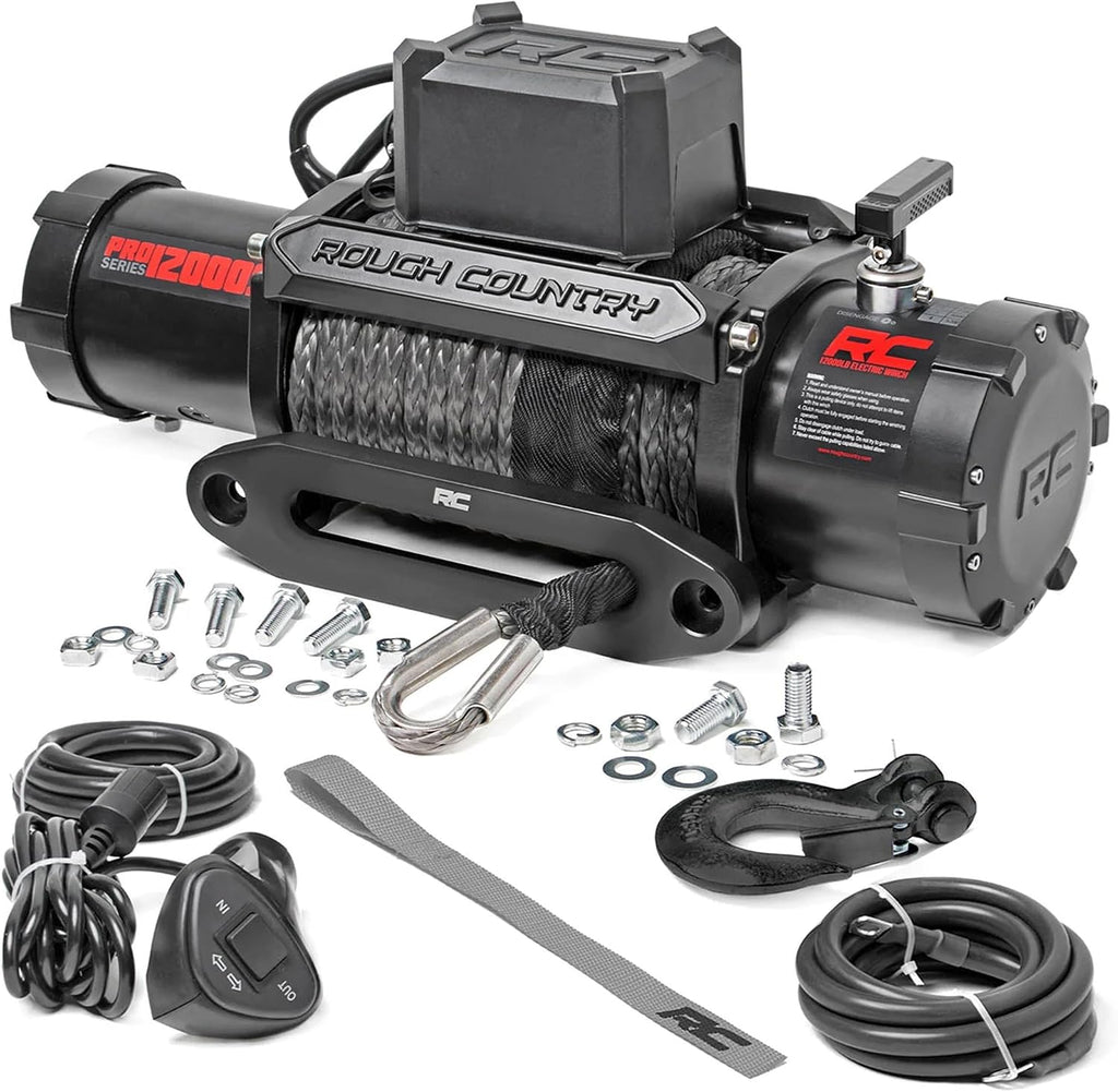 12,000LB PRO Series Electric Winch | Synthetic Rope - PRO12000S, Black