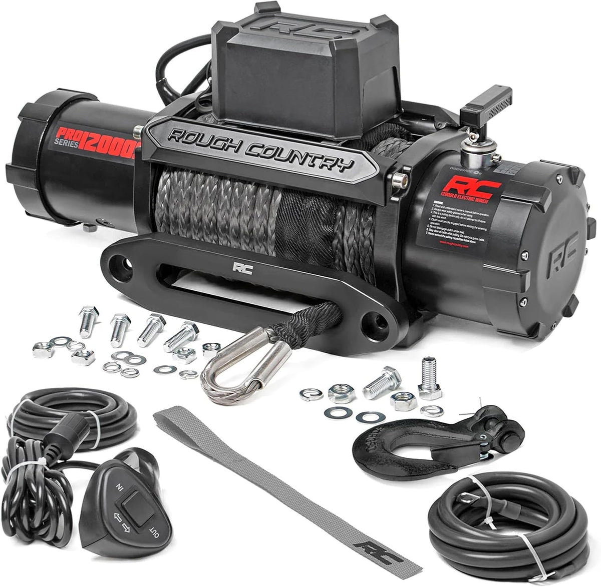 12,000LB PRO Series Electric Winch | Synthetic Rope - PRO12000S, Black