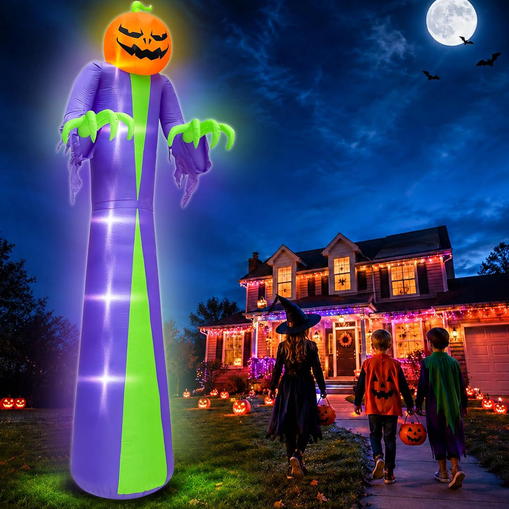 14 FT Giant Halloween Inflatable Pumpkin Outdoor Decorations | Built in 5 LED Lights,Blow Up Pumpkin for Yard Lawn
