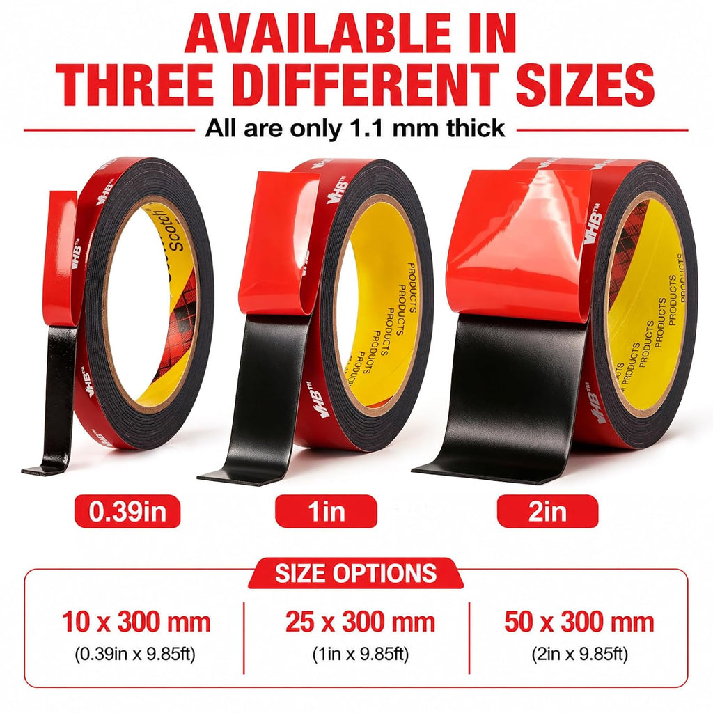 Heavy Duty Removable Double Sided Tape for Picture & Wall, 1in x 9.85ft