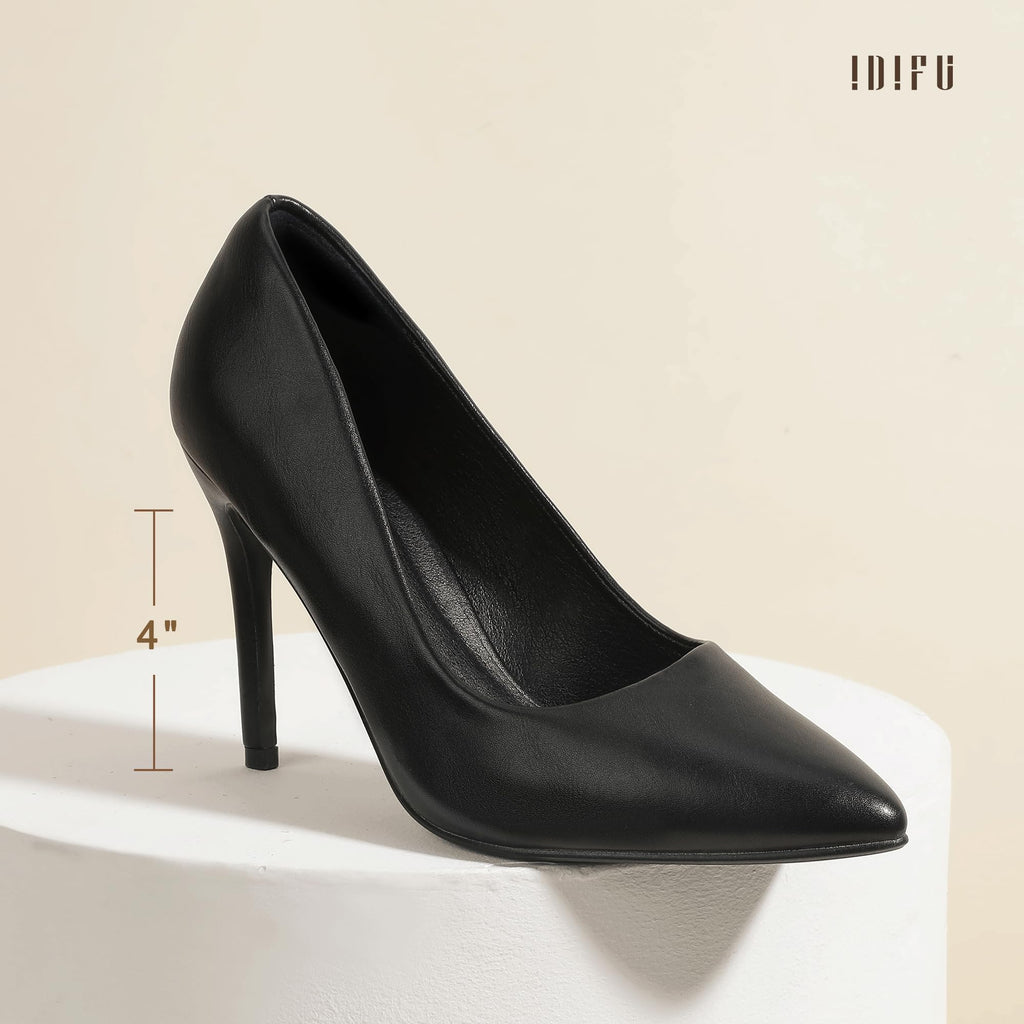 Women's Black Stiletto High Heels Closed Pointed Toe Pumps
