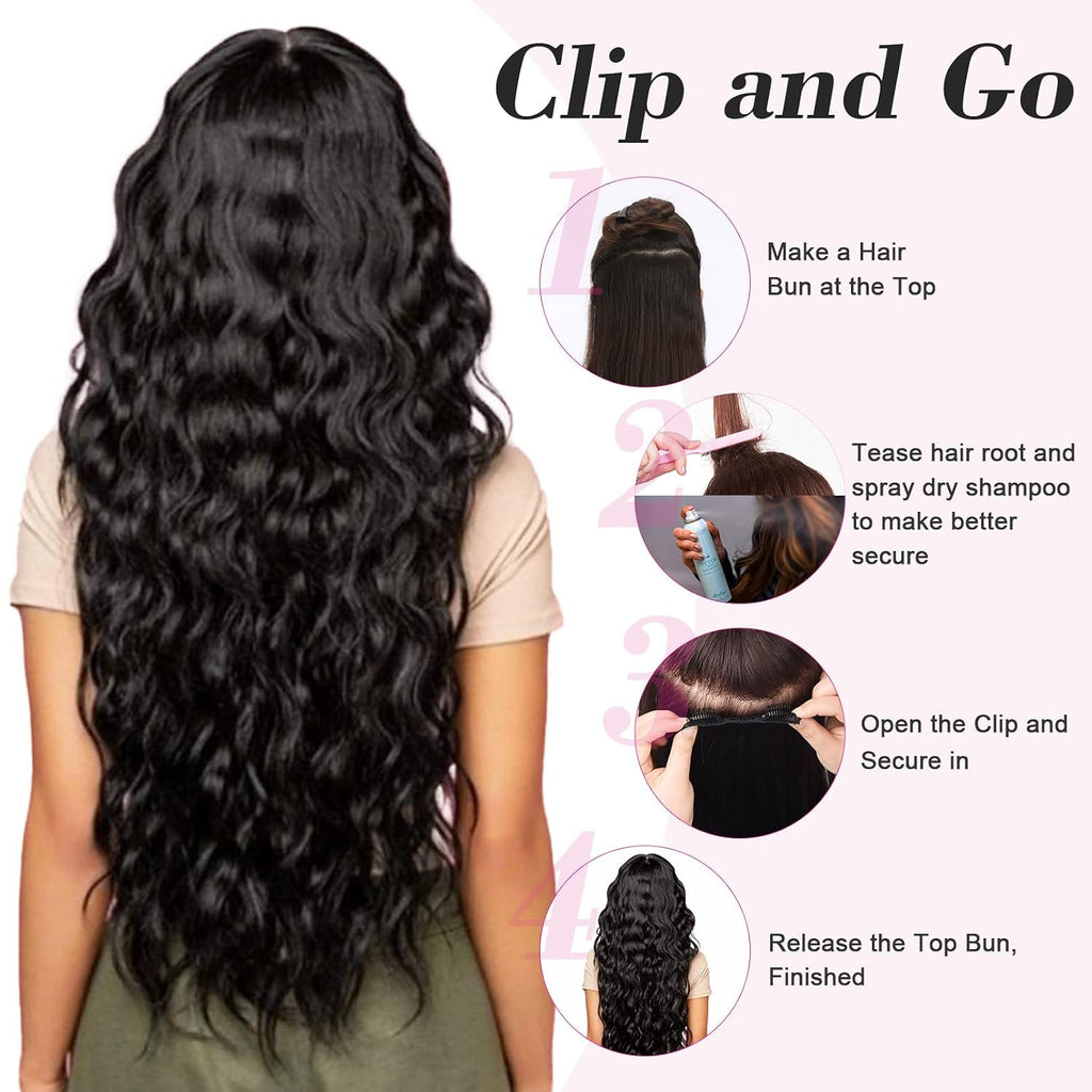 18" 1-Pack 3/4 Full Head Curly Wavy Clips in on Synthetic Hair Extensions HE008 Hairpieces for Women 5 Clips 4.0 Oz