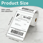 3000 Pcs 4"x6" Direct Thermal Shipping Labels, 12 Rolls of 250