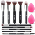 Makeup Brushes Set, Professional Foundation Eyeshadow Concealer Blush Powder Bronzer Applicator, 2 Blender Sponge
