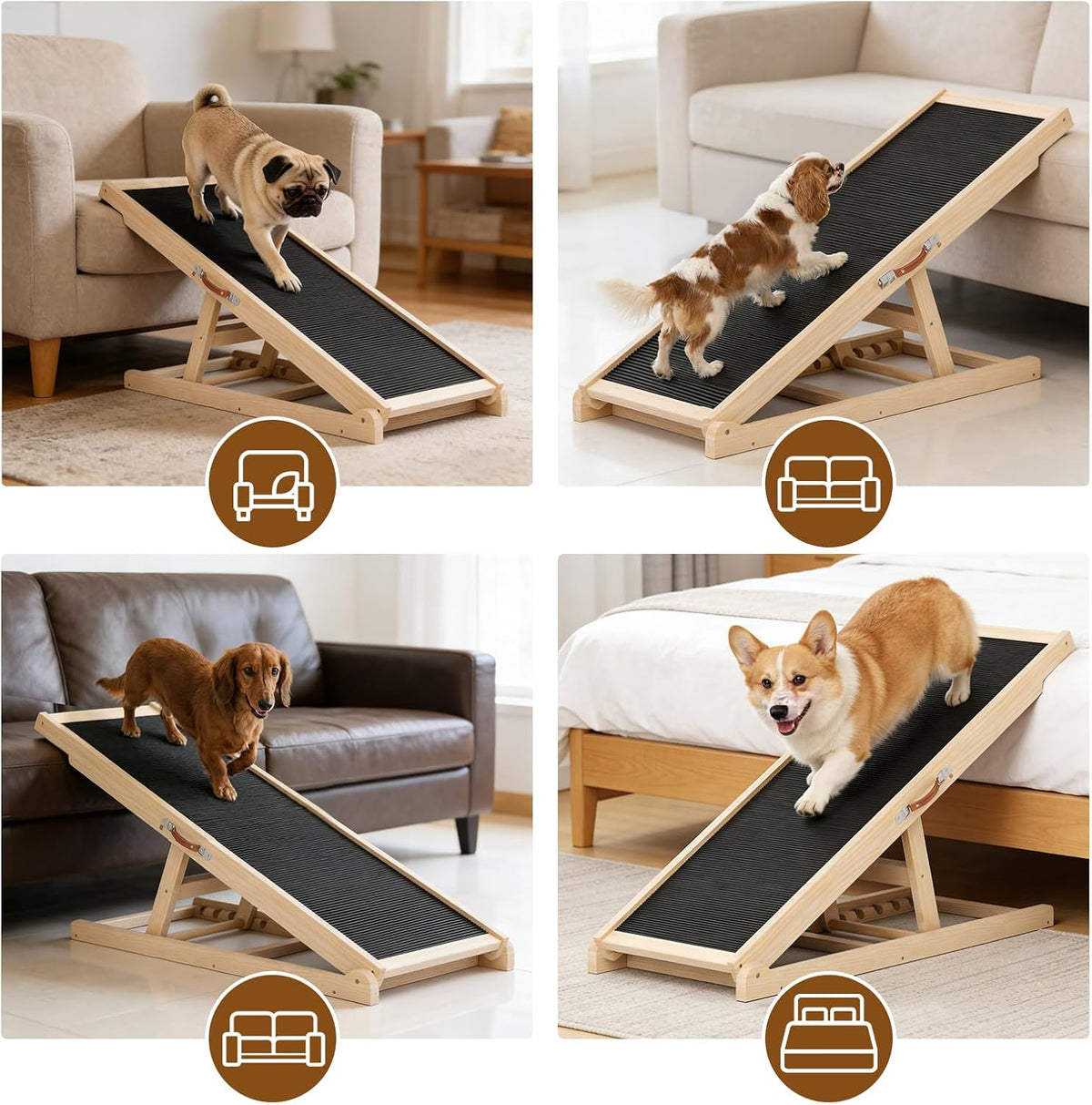 Dog Ramp for Couch, Adjustable Height Ramps for Pets to Get on Bed
