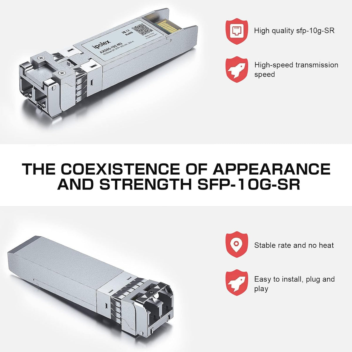 1 Pack ipolex X520-DA2, 10GbE Network Card and 2 Pack 10GBase-SR SFP+ Transceiver