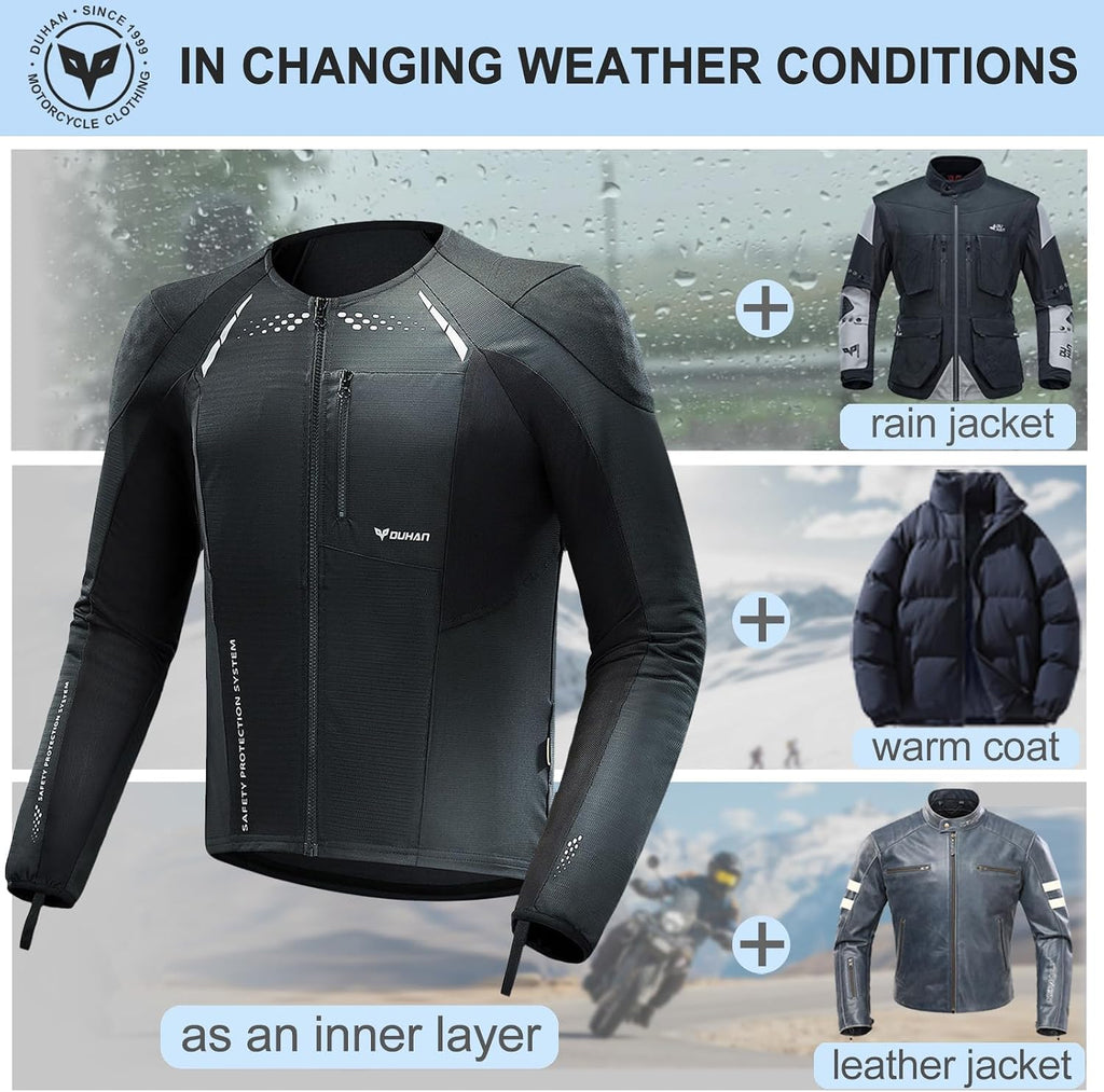 Motorcycle Shirt Mesh Motorcycle Jacket Men with CE Level 2 Armor motorcycle protective gear for All Seasons